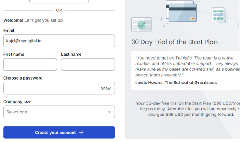 Create Your Thinkific Account